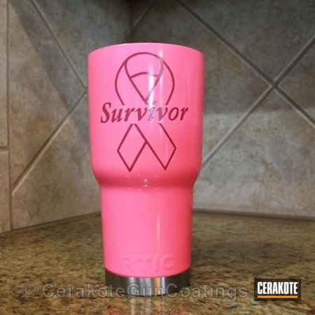 Powder Coating: Custom Tumbler Cup,SIG™ PINK H-224,More Than Guns,Breast Cancer Awareness,Prison Pink H-141