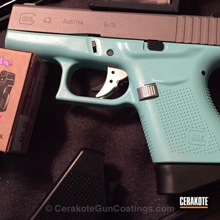 Powder Coating: Glock 43,Glock,Pistol,SAVAGE® STAINLESS H-150,Robin's Egg Blue H-175