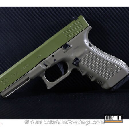 Powder Coating: 9mm,Glock,Two Tone,Pistol,Sand E-150G,Noveske Bazooka Green H-189,Sand E-150,Glock 17