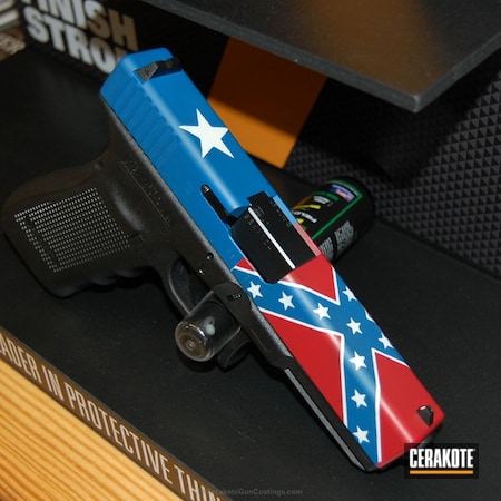 Powder Coating: Bright White H-140,Glock,Pistol,Bonnie Blue,Cerakote Display,FIREHOUSE RED H-216,Ridgeway Blue H-220,Confederate Battle Flag