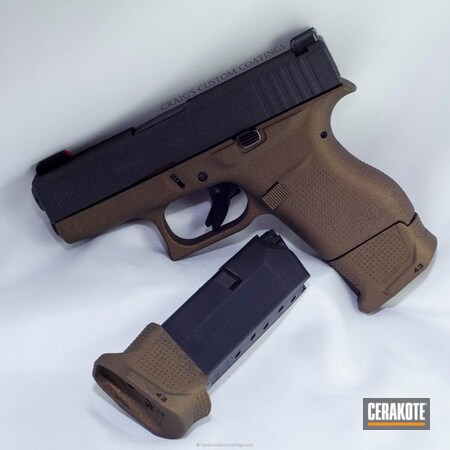 Powder Coating: Glock 43,Glock,Two Tone,Pistol,Cobalt H-112,Burnt Bronze H-148