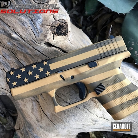 Powder Coating: Glock 43,Graphite Black H-146,Glock,EDC,Gold H-122,American Flag