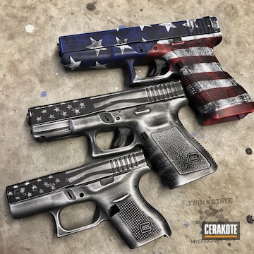 Cerakoted H-151 Satin Aluminum, H-171 Nra Blue, H-140 Bright White, H-216 Smith & Wesson Red And H-146 Graphite Black