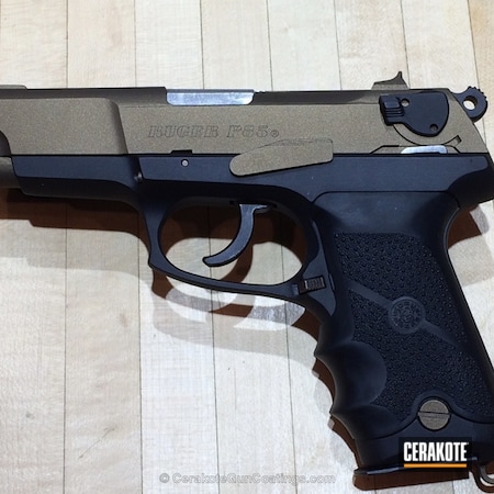 Powder Coating: Graphite Black H-146,Two Tone,Pistol,Ruger P85,Ruger,Burnt Bronze H-148