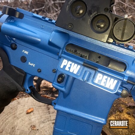 Powder Coating: Bright White H-140,GunCandy,Competition Gun,Color Fill,Tactical Rifle,Ridgeway Blue H-220,AR-15,Colt,3 Gun