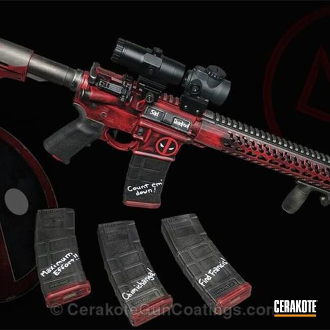 Cerakoted H-216 Smith & Wesson Red, H-149 Graphite Black And H-170 Titanium
