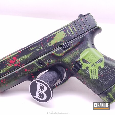 Powder Coating: Glock 43,9mm,Conceal Carry,Graphite Black H-146,Glock,Zombie Green H-168,Zombie Killer,Everyday Carry,Pistol,EDC,USMC Red H-167,Zombie,Zombie Apocalypse