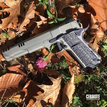 Cerakoted H-146 Graphite Black, H-152 Stainless, H-188 Magpul Stealth Grey And H-217 Bright Purple