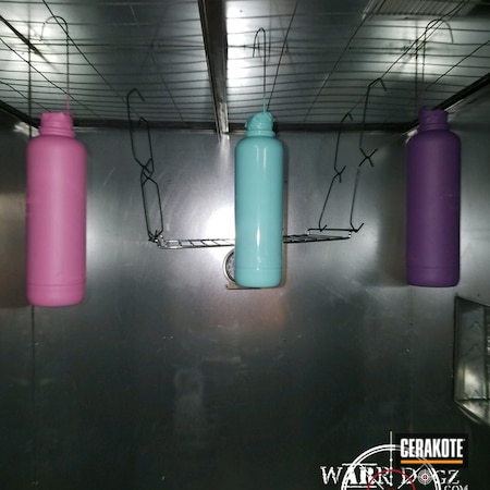 Powder Coating: Aluminum Water Bottle,Wild Purple H-197,Robin's Egg Blue H-175,More Than Guns,Custom Water Bottle,Prison Pink H-141