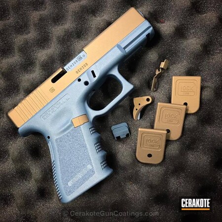 Powder Coating: Glock,Two Tone,Pistol,Blue Titanium H-185,Burnt Bronze H-148