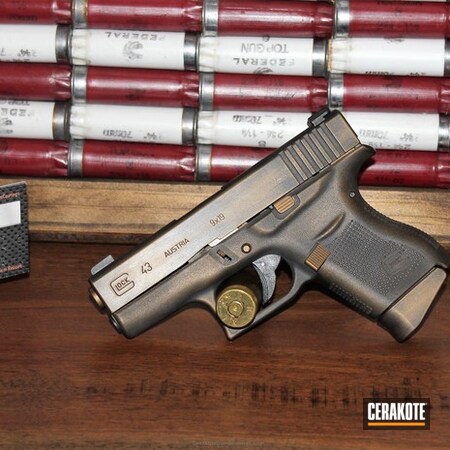 Powder Coating: Glock 43,Graphite Black H-146,Glock,Pistol,Battleworn,Burnt Bronze H-148