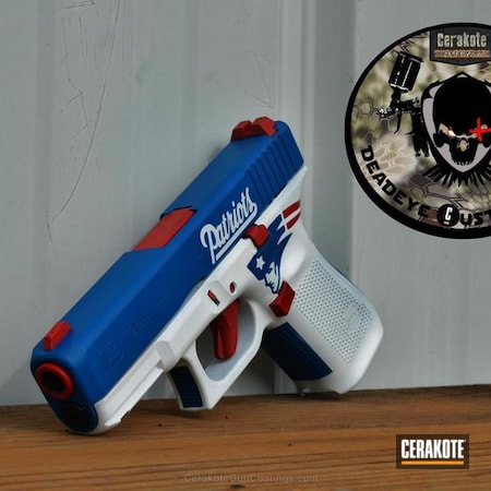 Powder Coating: Glock,Snow White H-136,NRA Blue H-171,Pistol,Glock 19,Sports Theme,FIREHOUSE RED H-216,Sky Blue H-169