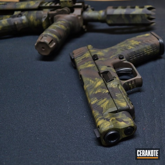 Cerakoted: Sniper Green H-229,Graphite Black H-146,Jungle Camo,Ral 8000 H-8000,Matching Set,Custom Camo,Chocolate Brown H-258