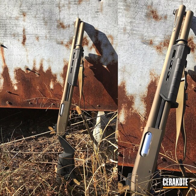 Cerakoted: Custom Mix,Shotgun,Two Tone,Burnt Bronze H-148,Vang Comp Systems,Remington 870,MAGPUL® O.D. GREEN H-232