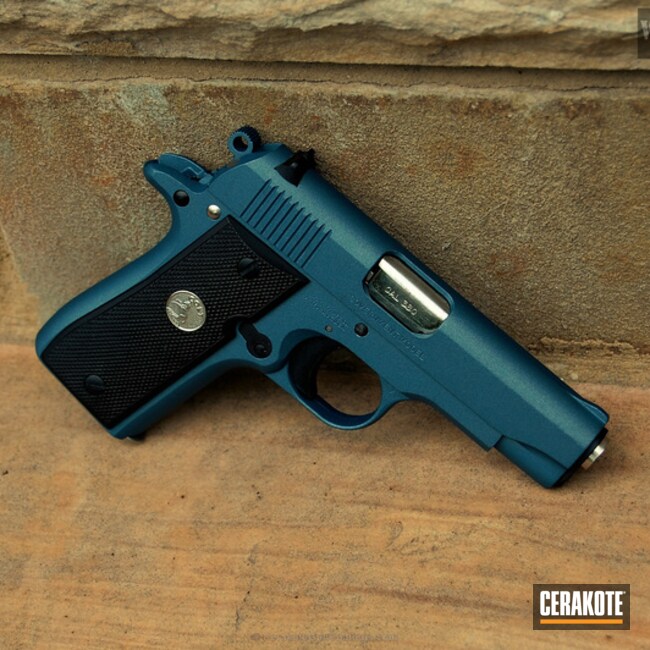 Cerakoted: Graphite Black H-146,Colt Mustang .380,Colt,Restoration,Pistol,Blue Titanium H-185