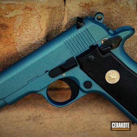 Powder Coating: Graphite Black H-146,Pistol,Blue Titanium H-185,Colt,Colt Mustang .380,Restoration