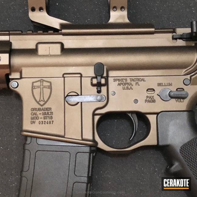 Cerakoted: Two Tone,Spike's Tactical Crusader,Tactical Rifle,Midnight Bronze H-294