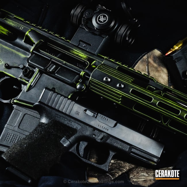Cerakoted: Vortex,Battleworn,M-LOK,Graphite Black H-146,Zombie Green H-168,APOC Armory BCG,Tactical Rifle,Glock 23,AR-15