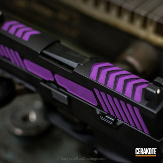 Cerakoted: Custom Mix,Sig Sauer P320,Graphite Black H-146,Two Tone,Pistol,Sig Sauer,Prison Pink H-141