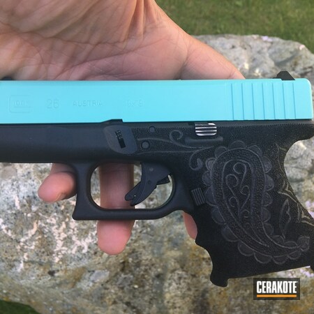 Powder Coating: Glock,Robin's Egg Blue H-175,Pistols,Stippled