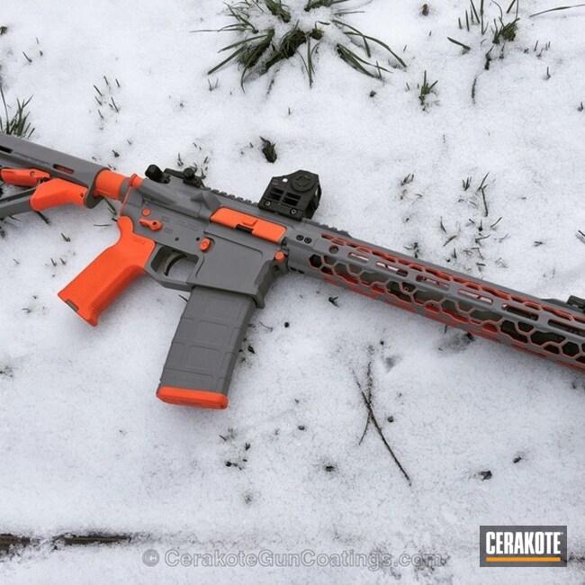 Cerakoted: Orange,Solid Tone,Tactical Rifle,Bull Shark Grey H-214,Hunter Orange H-128,Inside
