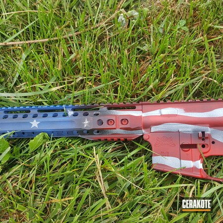Powder Coating: Bright White H-140,NRA Blue H-171,Palmetto State Armory,USMC Red H-167,American Flag,AR-15,Distressed American Flag