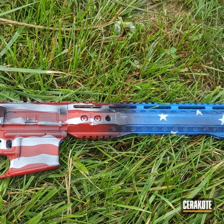 Powder Coating: Bright White H-140,NRA Blue H-171,Palmetto State Armory,USMC Red H-167,American Flag,AR-15,Distressed American Flag