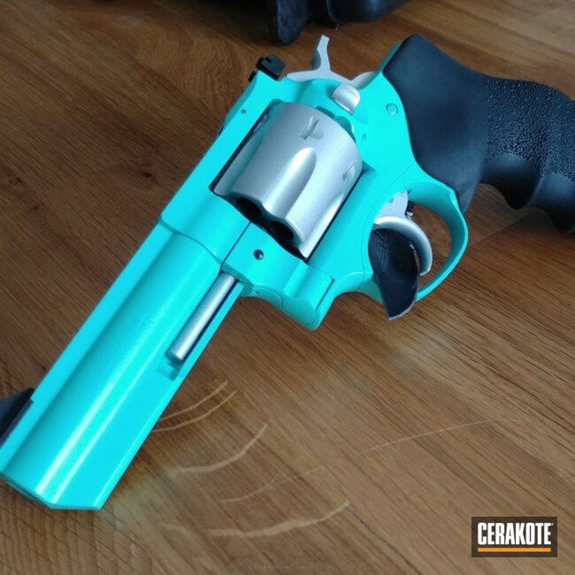 Cerakoted: Robin's Egg Blue H-175,Ruger,Two Tone,Revolver,Crushed Silver H-255,gp100