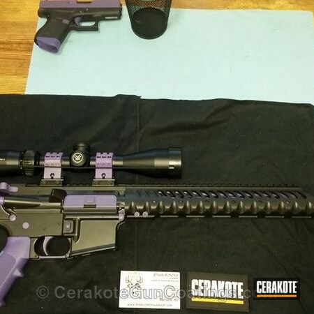 Powder Coating: Graphite Black H-146,Color Fill,Bright Purple H-217,Tactical Rifle,AR-15