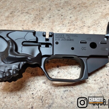 Powder Coating: Graphite Black H-146,Spike's Tactical The Jack,Spikes,AR-15,Skull,Lower