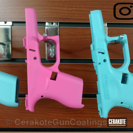 Powder Coating: Glock,NRA Blue H-171,Frame,Custom Mix,Robin's Egg Blue H-175,Prison Pink H-141