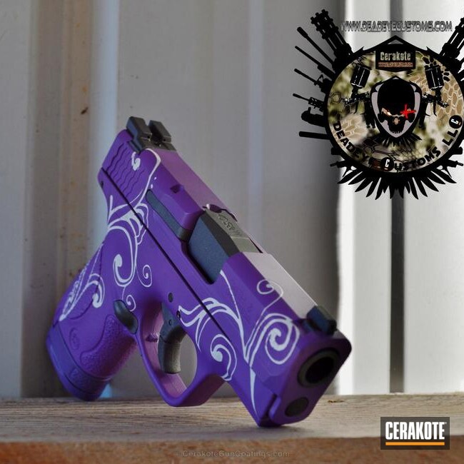 Cerakoted: Bright White H-140,Bright Purple H-217,Smith & Wesson,Tungsten H-237,Girls Gun,Smith & Wesson M&P,Pistol