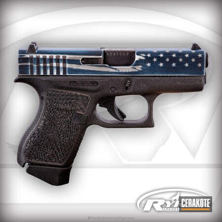 Powder Coating: Bright White H-140,Glock,NRA Blue H-171,SOCOM BLUE  H-245,Patriotic,Stars and Stripes,Laser Stippled,Glock 42