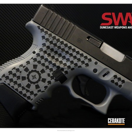 Powder Coating: 9mm,SHOT SHOW,Poker,Blackjack,Pistol,Glock,Bull Shark Grey H-214,Laser Engrave,Glock 33