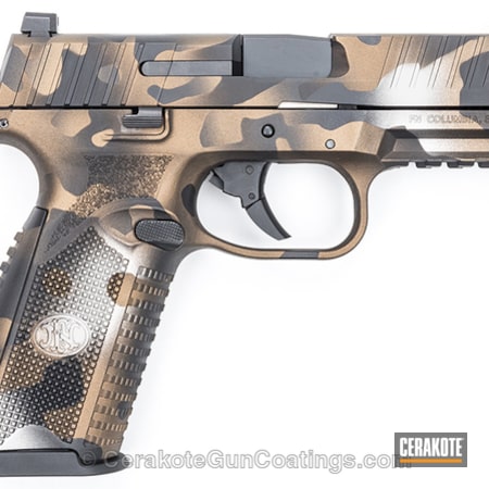 Powder Coating: Graphite Black H-146,Shimmer Gold H-153,Handguns,FN Herstal,Pistol,MultiCam,Camo,Burnt Bronze H-148,MAD Land Camo