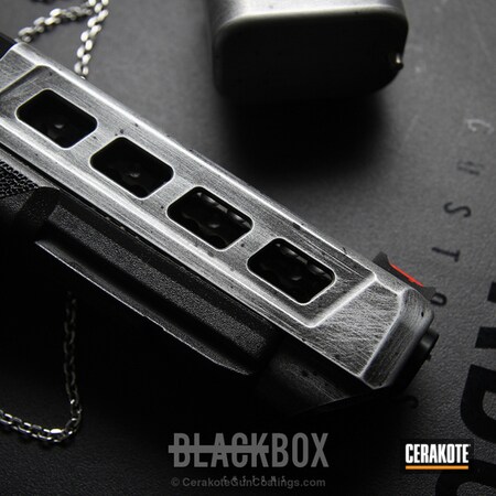 Powder Coating: Graphite Black H-146,Satin Aluminum H-151,Glock,Blackbox Customs,Pistol,Stippled,Custom