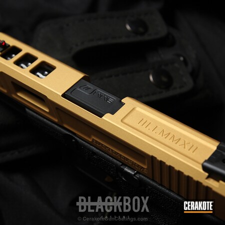 Powder Coating: Glock,Two Tone,Pistol,Gold H-122,Stippled,Custom