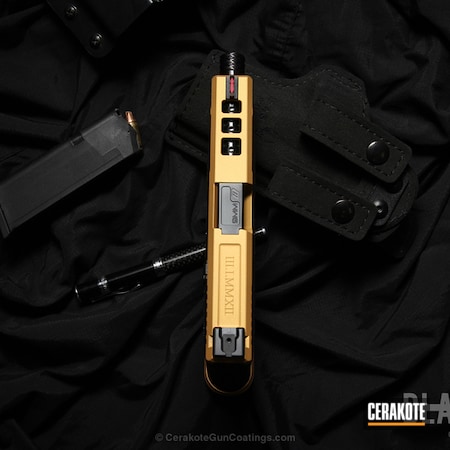 Powder Coating: Glock,Two Tone,Pistol,Gold H-122,Stippled,Custom