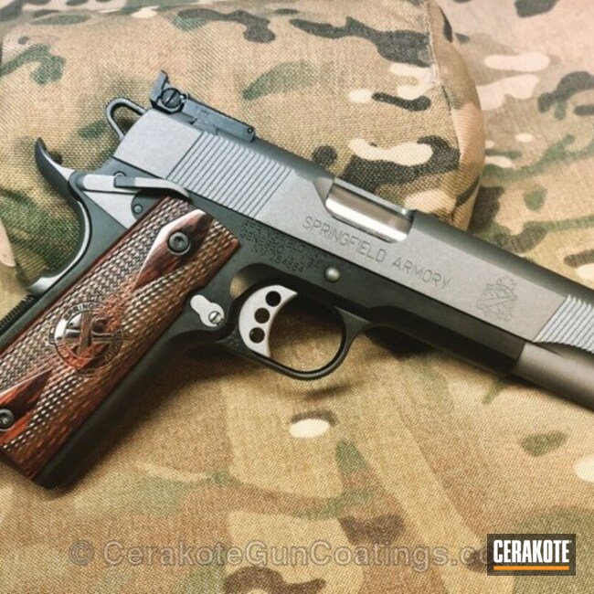 Cerakoted: Springfield 1911,1911A1,Graphite Black H-146,Pistol,Tactical Grey H-227