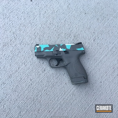 Powder Coating: Smith & Wesson,M&P Shield,Pistol,Robin's Egg Blue H-175,Tactical Grey H-227,Gloss White H-137,Abstract,Ballistic Camo