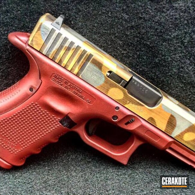 Cerakoted: Pistol,Glock,Custom Camo,Gold H-122