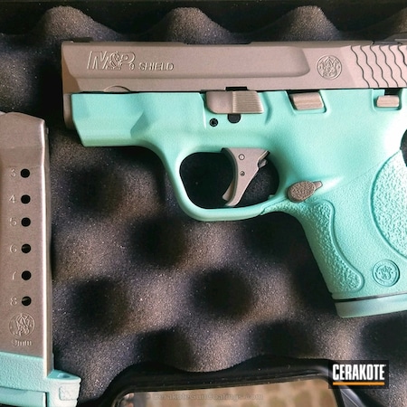 Powder Coating: Smith & Wesson,Ladies,M&P Shield,Pistol,Tiffany & Co,Stainless H-152,Robin's Egg Blue H-175