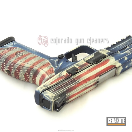 Powder Coating: KEL-TEC® NAVY BLUE H-127,Distressed,Pistol,America,American Flag,FIREHOUSE RED H-216,Ruger,BENELLI® SAND H-143,Distressed American Flag