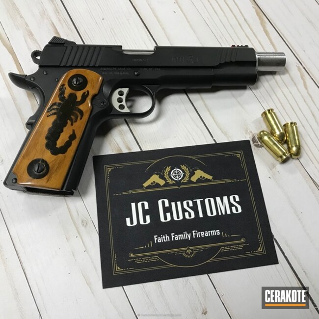 Cerakoted: Remington 1911 R1,Graphite Black H-146,Pistol,Refinished,1911,Remington,Before and After