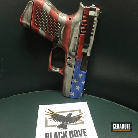 Powder Coating: Glock 43,Glock,Distressed,NRA Blue H-171,Pistol,BATTLESHIP GREY H-213,American Flag,FIREHOUSE RED H-216,Limited,Stars and Stripes,Distressed American Flag