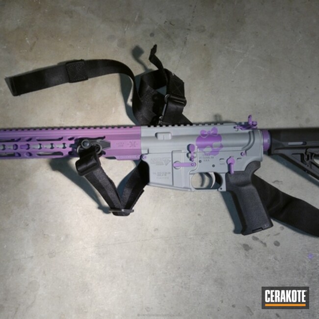 Cerakoted: Skull,Wild Purple H-197,BATTLESHIP GREY H-213,Tactical Rifle,Ladies