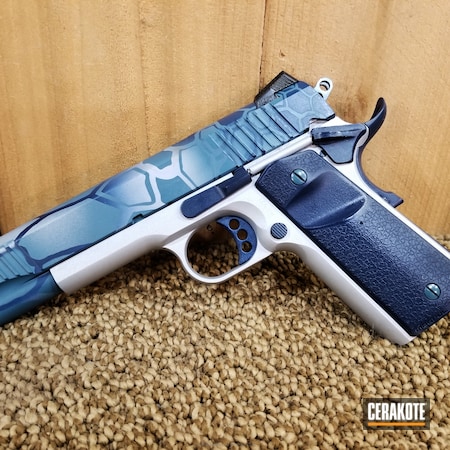 Powder Coating: JESSE JAMES CIVIL DEFENSE BLUE H-401,KEL-TEC® NAVY BLUE H-127,.45 ACP,1911,Fusion Firearms,Handguns,Crushed Silver H-255,Pistol,Kryptek