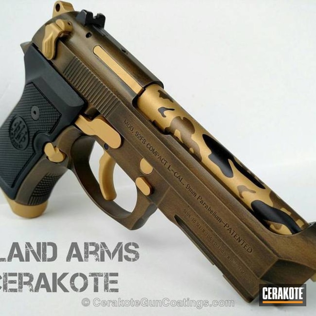 Cerakoted: 9mm,M9A1,Graphite Black H-146,Burnt Bronze H-148,Pistol,Handguns,Parabellum,Gold H-122