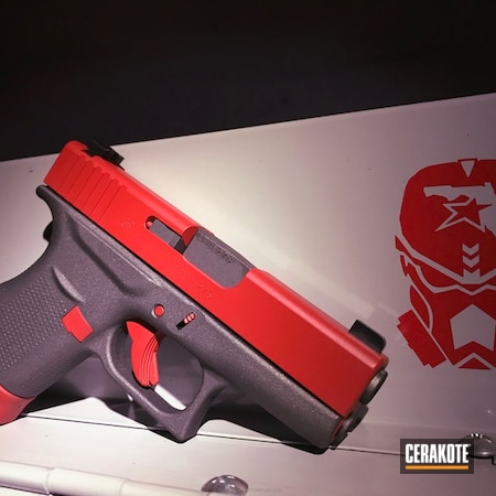 Powder Coating: Glock 43,Glock,Two Tone,Handguns,Pistol,FIREHOUSE RED H-216,Tungsten H-237