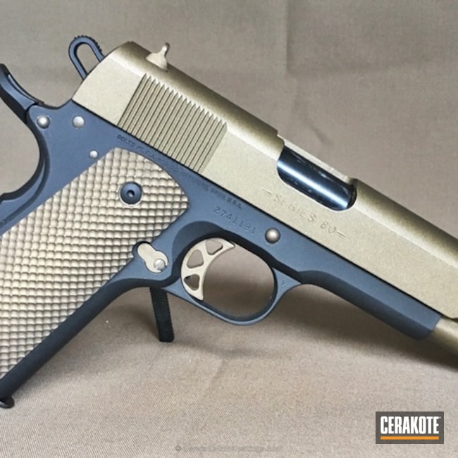 Cerakoted: Colt,Colt 1911,Burnt Bronze H-148,Armor Black H-190,Pistol,Handguns,Series 80